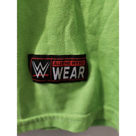 WWE Authentic Wear T-Shirt Green Small Never Give Up Pre-Owned - Picture 2 of 8